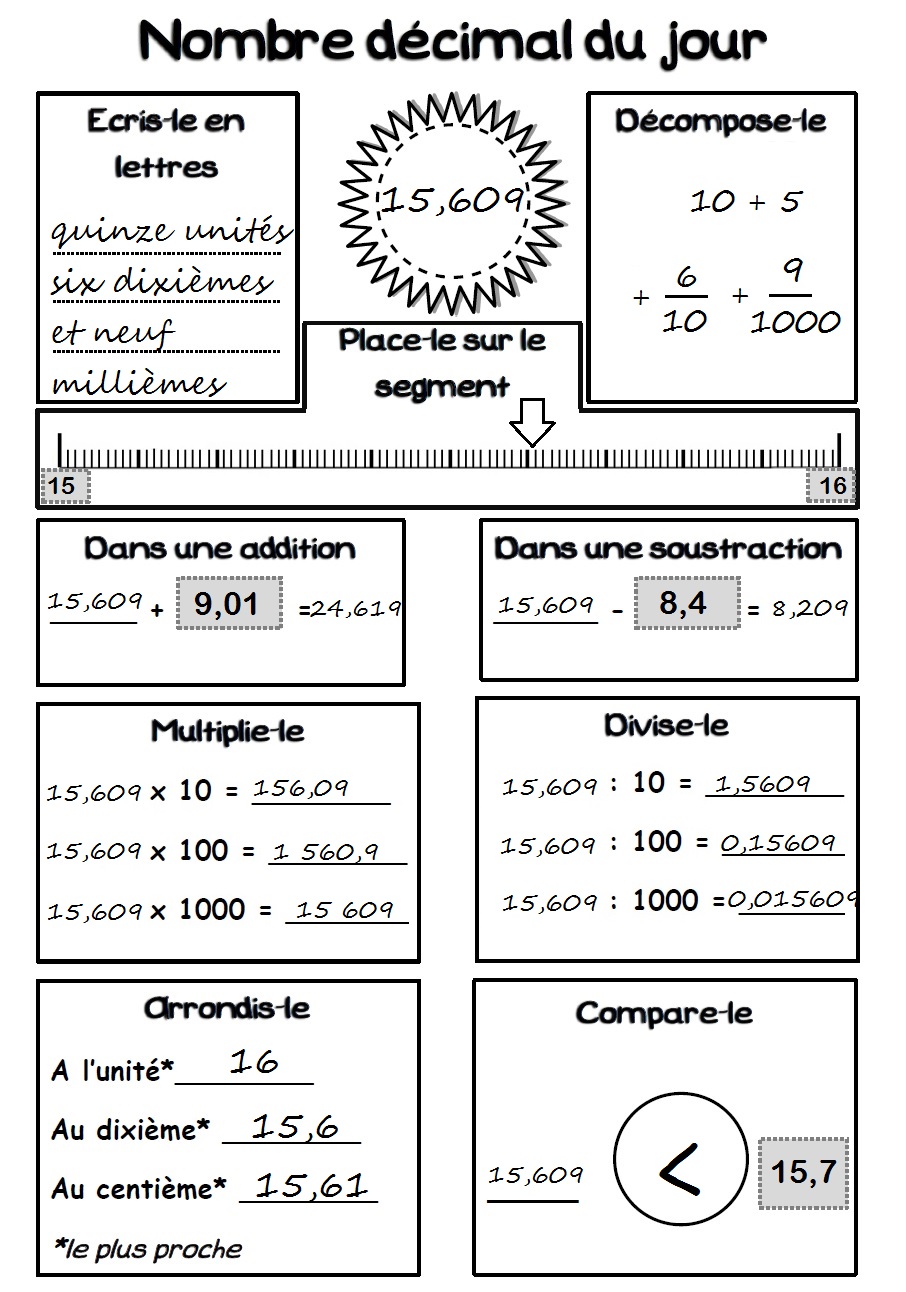 Fiches d'exercices - Révision sur la numération