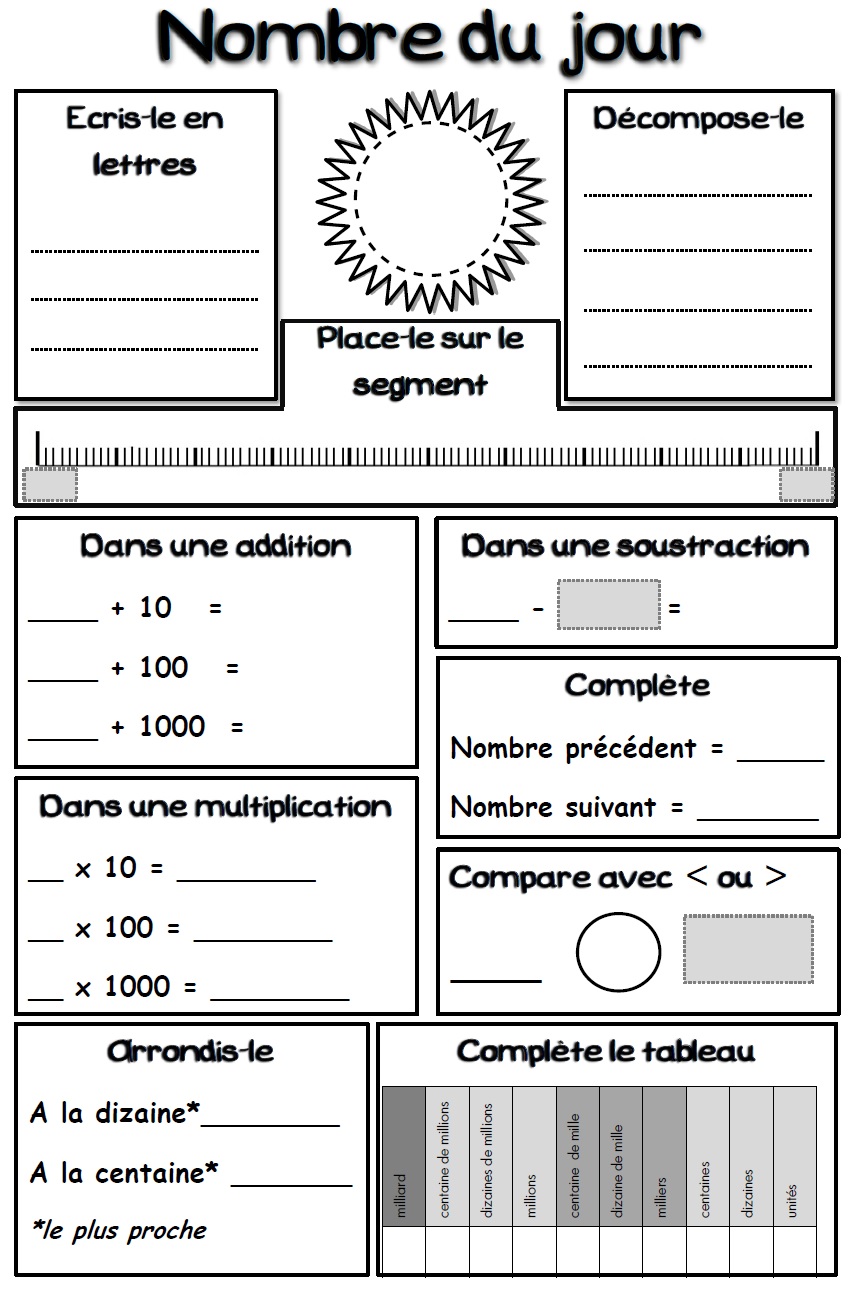 Mathematiques Nombre Du Jour Ma Maitresse De Cm1 Cm2